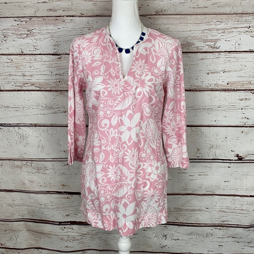346 brooks brothers Small Pink & Wht Tunic